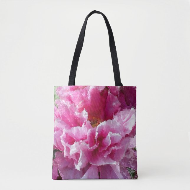Tote Bag *~* Art original Peony rose Floral AR1 Peinture (Devant)