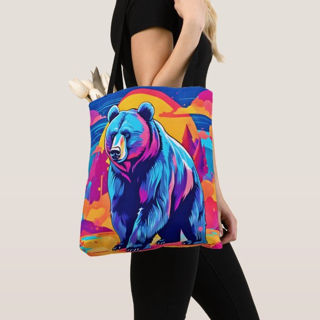 Tote Bag Art Ours Vibrant (De près)