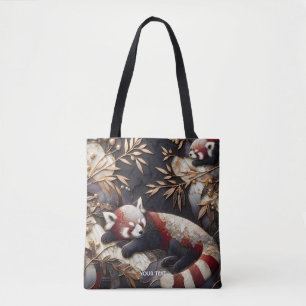 Tote Bag Art Panda Rouge Imaginaire mignon