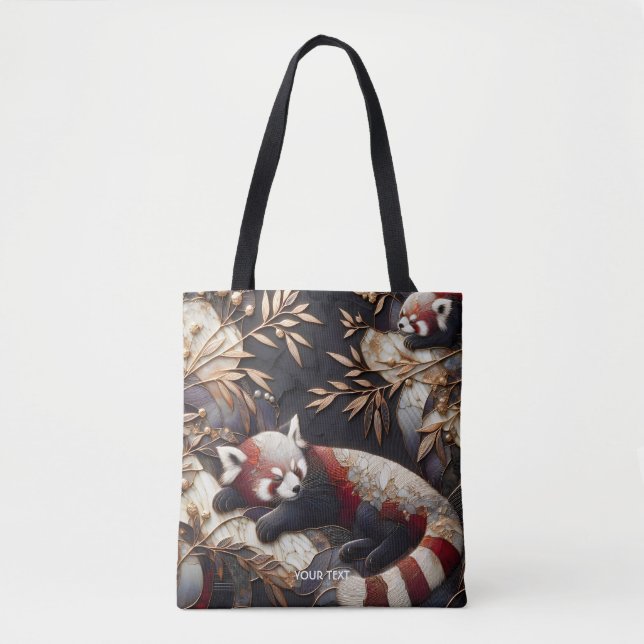 Tote Bag Art Panda Rouge Imaginaire mignon (Devant)