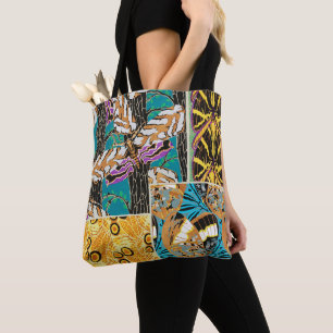 Tote Bag Art papillon sarcelle et violet maximaliste vibran