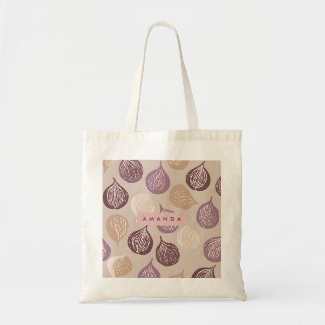 Tote Bag Art personnalisé de figues dans des tons neutres c (Devant)