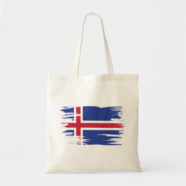 Tote Bag Art pinceau du drapeau islandais (Devant)