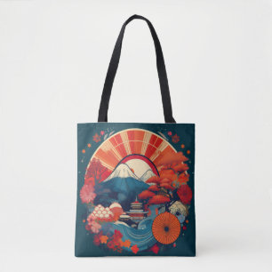 Tote Bag Art Pittoresque japonais - Mont Fuji et Pagode