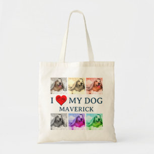 Tote Bag Art Pop personnalisé J'ADORE MON CHIEN Cadeau pour