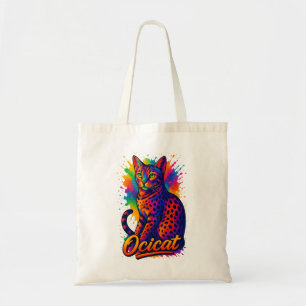 Tote Bag Art Pop Vibrant Ocicat - Chat Spoté Coloré