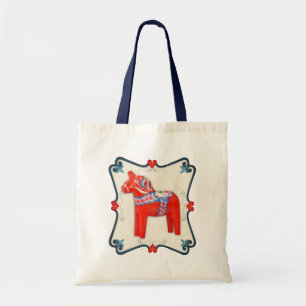 Tote Bag Art populaire de cheval de Dala de Suédois encadr