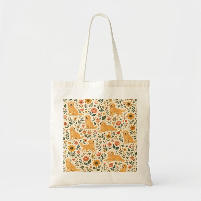Tote Bag Art populaire fantaisiste de chien mignon (Devant)