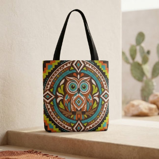 Tote Bag Art populaire hibou