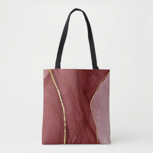 Tote Bag Art Resin, marsala rouge foncé abstrait arrière -