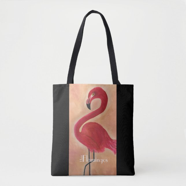 Tote Bag Art rose personnalisé de Flamant rose (Devant)
