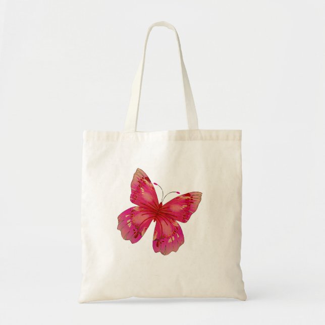 Tote Bag Art rose Vintage joli papillon (Devant)