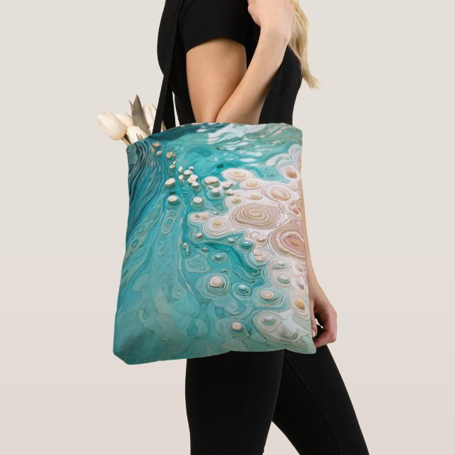 Tote Bag Art topographique océanique abstrait (De près)