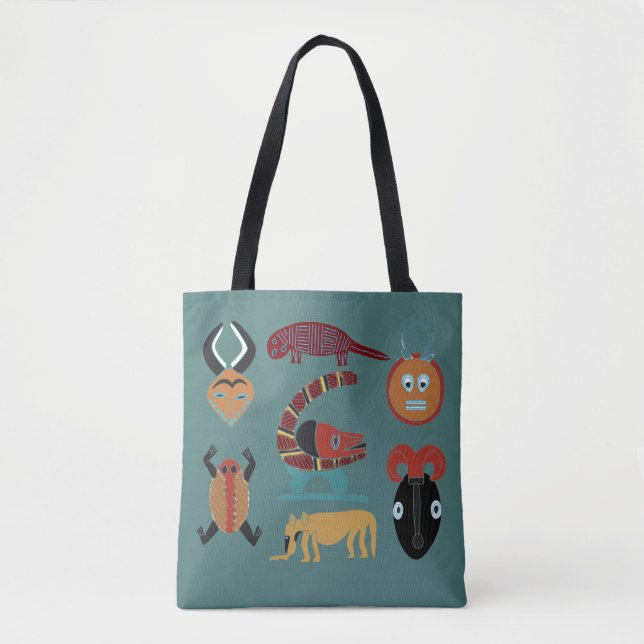 Tote Bag Art tribal africain abstrait contemporain du visag (Devant)
