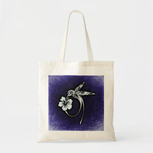 Tote Bag Art tribal d'oiseau sur bleu
