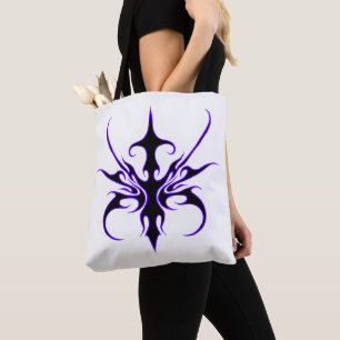 Tote Bag Art tribal noir et violet intense à lignes