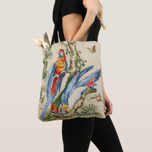 Tote Bag Art Tropical Antique de Perroquet et Papillon de G