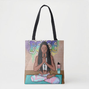 Tote Bag Art urbain   Jolie femme faisant la méditation