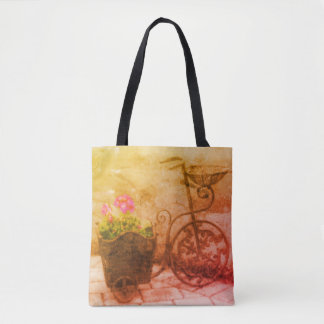 Tote Bag Art vélo fleur Vintage en détresse