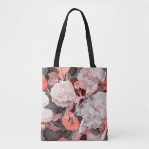 Tote Bag art vintage noir monochrome et rouge coloré, w