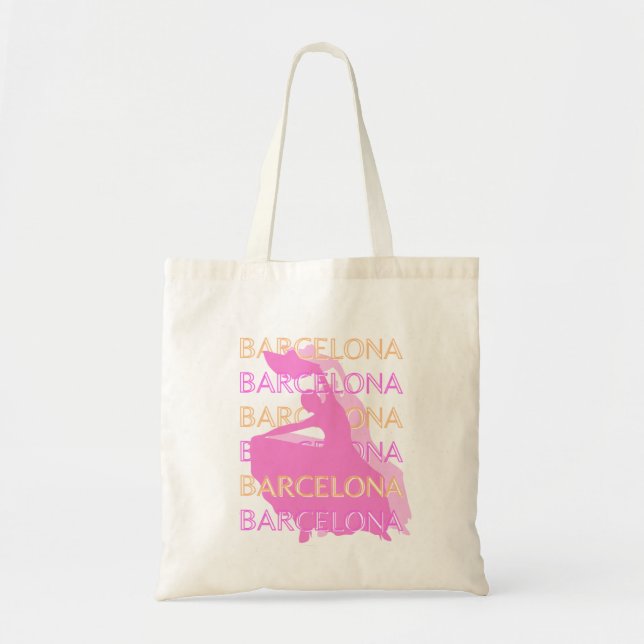 Tote Bag Art Voyage de Barcelone, Espagne Art Voyage, Orang (Devant)