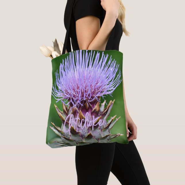 Tote Bag Artichoke violet Tête de chardon Floral (De près)