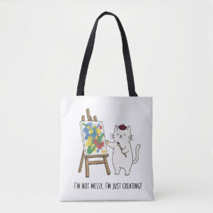 Tote Bag Artiste Chat Abstrait Coloré Joueur