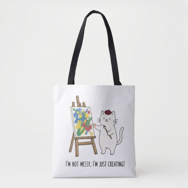 Tote Bag Artiste Chat Abstrait Coloré Joueur  (Devant)