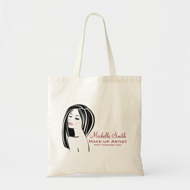 Tote Bag Artiste de maquillage moderne noir clair rose chic (Devant)