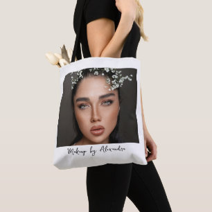 Tote Bag Artiste de Maquillage Moderne Photo Écriture Éléga