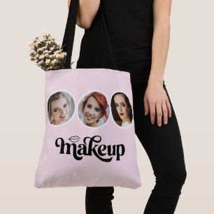 Tote Bag Artiste Maquillage MUA Rose Pâle Élégant 3 Photos