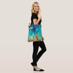 Tote Bag Artiste moderne bleu et orange Personnalisé