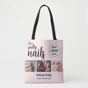 Tote Bag Artiste Ongles Oh So Pretty Logo Script Rose 3 Pho