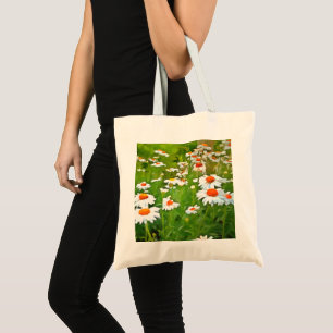 Tote Bag Artistic Bright and Colorful White Garden Daisies