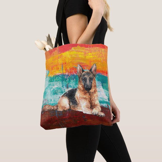 Tote Bag Artistic German Shepherd Abstract (De près)