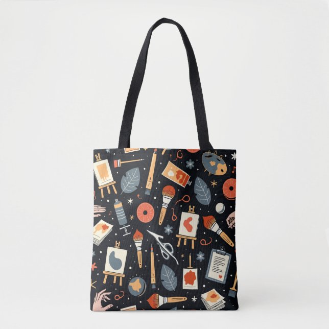 Tote Bag Artistic Universe: Whimsical Art Supplies (Devant)