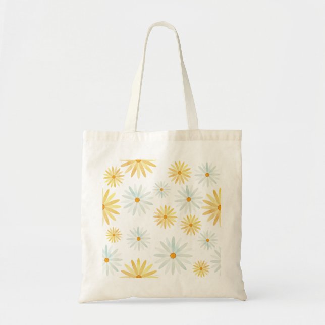 Tote Bag Artistic Watercolour Daisies Pattern (Devant)