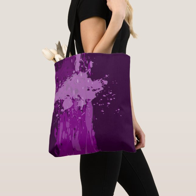 Tote Bag Artistique violet peintures Splatter Party cadeau (De près)