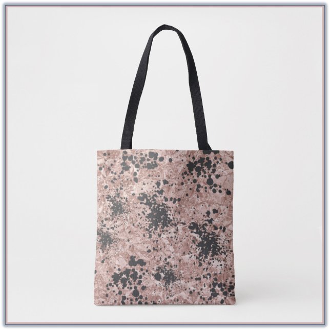 Tote Bag Artsy Black Peinture Splatz violet beige Design (Créateur téléchargé)