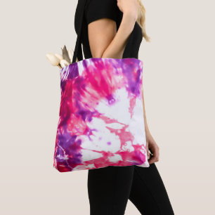 Tote Bag Artsy moderne Abstrait néon rose violet teint de n