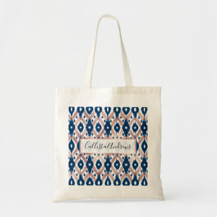 Tote Bag Artsy moderne Rose or Marine bleu Ikat Geo