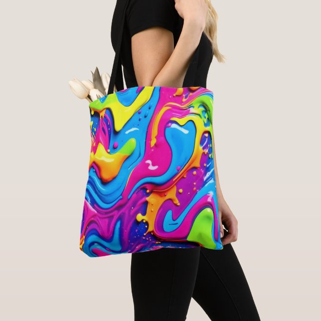 Tote Bag Artwork de Neon Glow Liquid Splated (De près)