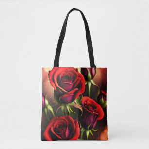 Tote Bag Artwork numérique Fleurs de rose rouge-58567