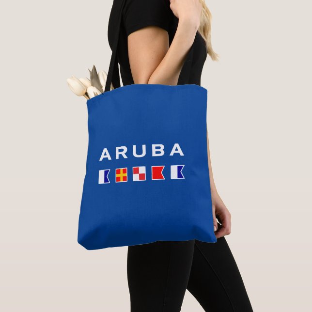 Tote Bag Aruba Maritime Signal Nautique Drapeaux Couleur fo (De près)