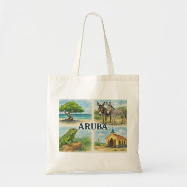Tote Bag Aruba multivu aquarelle (Devant)