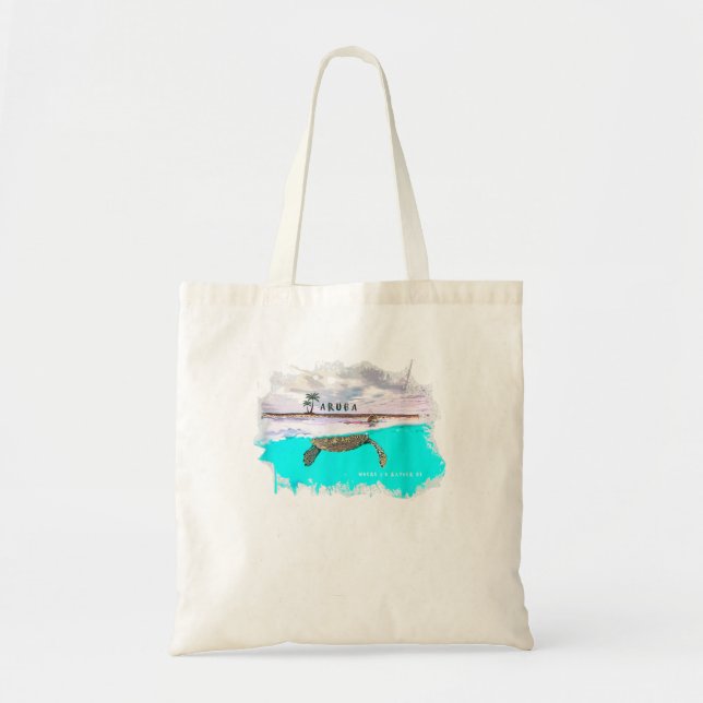 Tote Bag Aruba Où je préfère être TShirt (Devant)