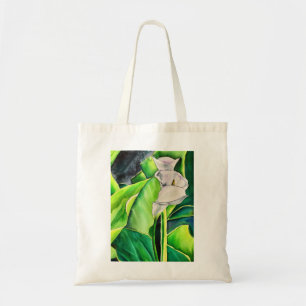 Tote Bag Arum blanc Lily aquarelle tropicale florale