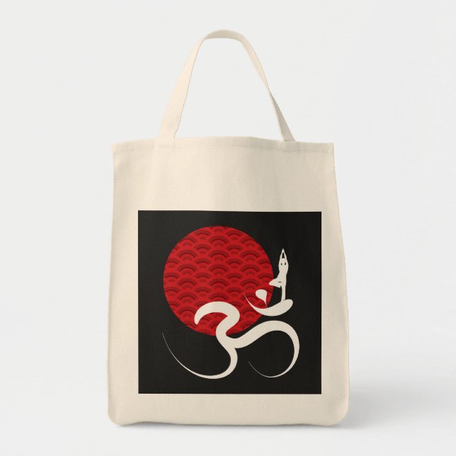 Tote Bag Asiatique Red Sun Yoga & Moderne Zen Calligraphie  (Devant)