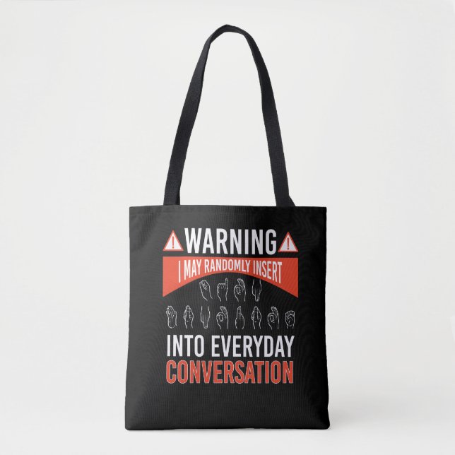 Tote Bag ASL American Sign Language Interprète Sourd (Devant)