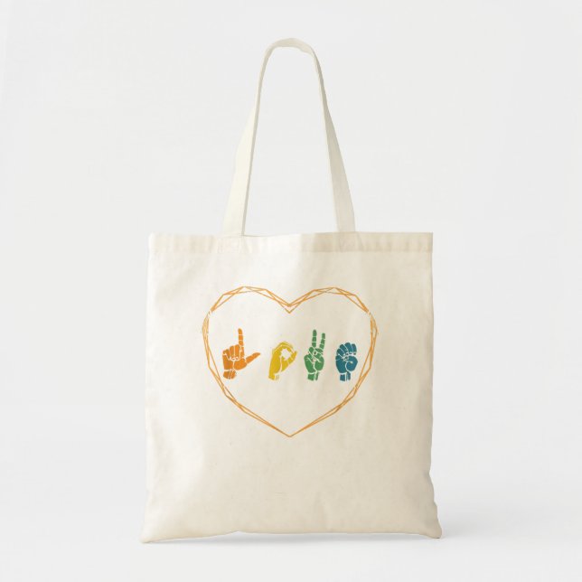 Tote Bag ASL Love American Sign Language Cadfts Sourd Mute  (Devant)